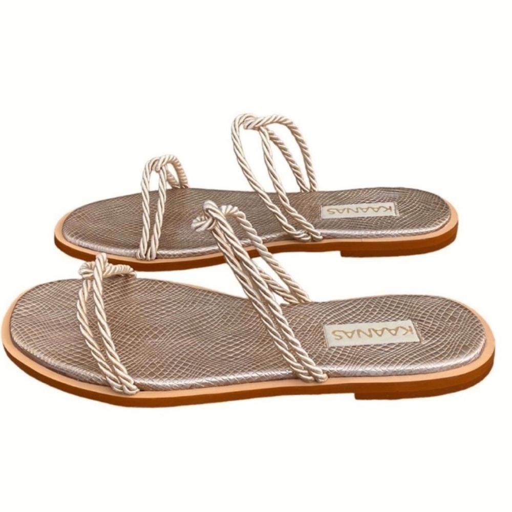 Kaanas Alicia Slide Champagne Rope Sandals 7